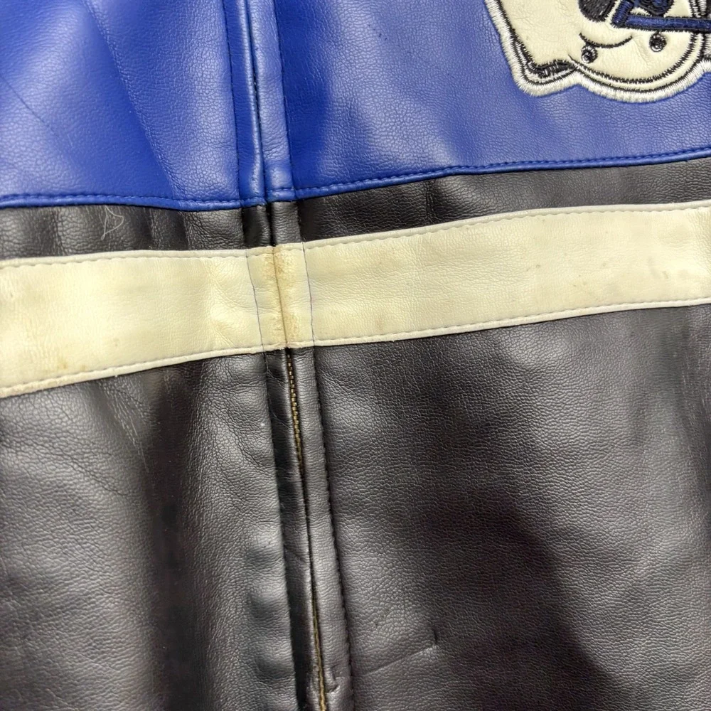 Vintage Indianapolis Colts Leather Jacket Mens 2XL Black NFL Football Bomber